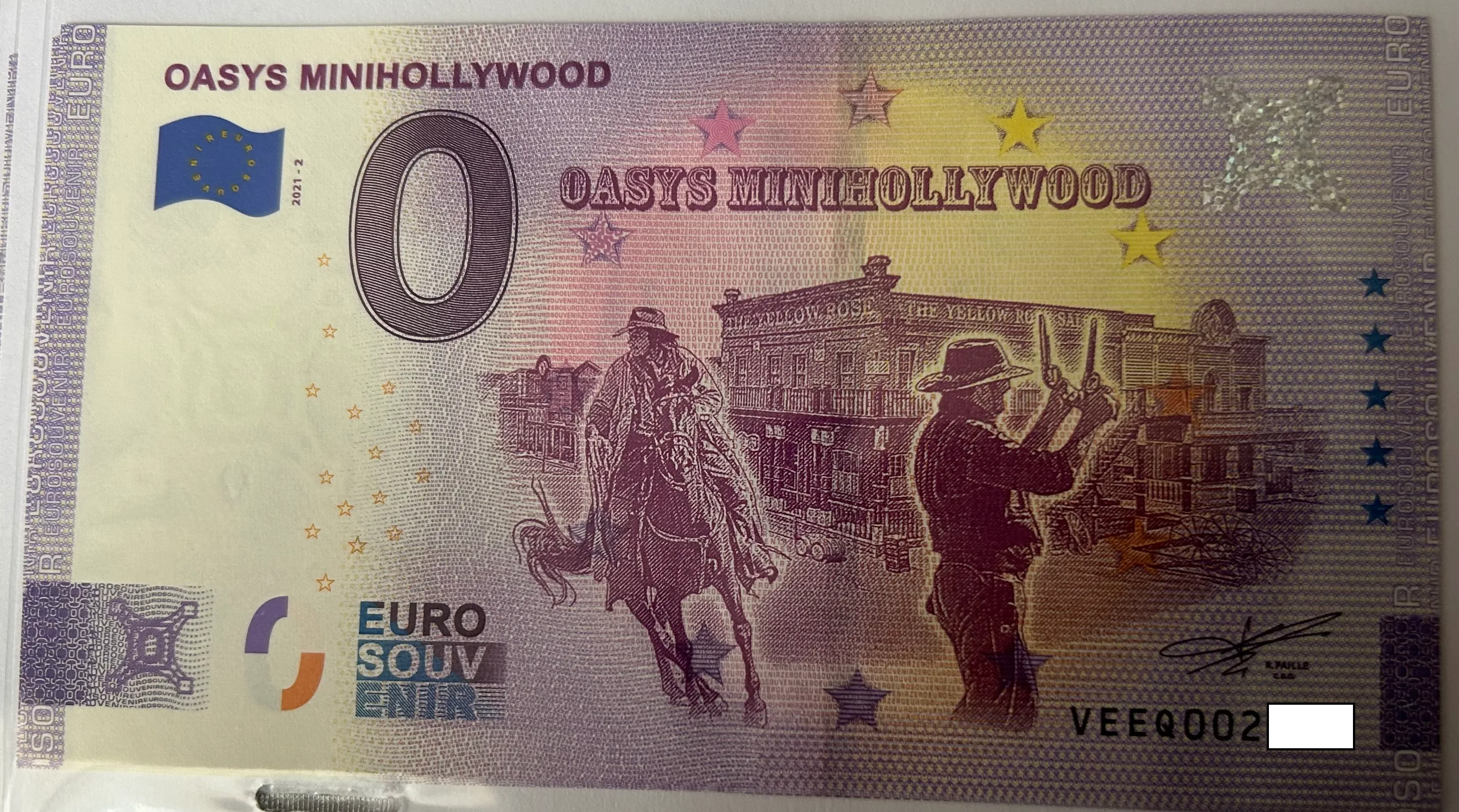 BILLETE 0 EURO ESPAÑA VEEQ 2021-2 OASYS MINIHOLLYWOOD ANNIVERSARY
